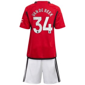 Camisola Manchester United Van De Beek 34 Criança Equipamento Principal 2023-24 Manga Curta